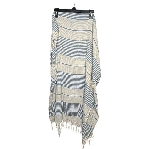 prAna Fringe Cotton Blend Striped Winter Fall Preppy Classic Scarf Shawl - Picture 1 of 10